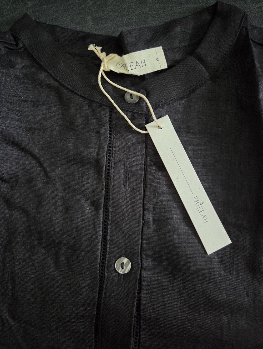 NWT - Flax-Linen Frieeah Boutique Black Button-Up Shirt - Size XL - Picture 9 of 11